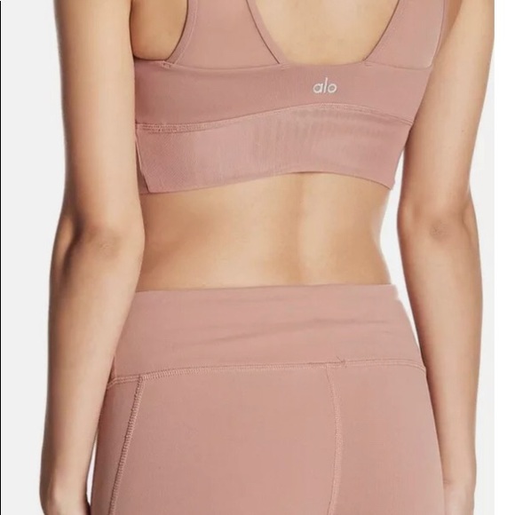 Alo Yoga Jubilee Bra & High-Waist Airbrush Legging-Rosewater XXS NWT 2-Piece Set - Picture 5 of 7